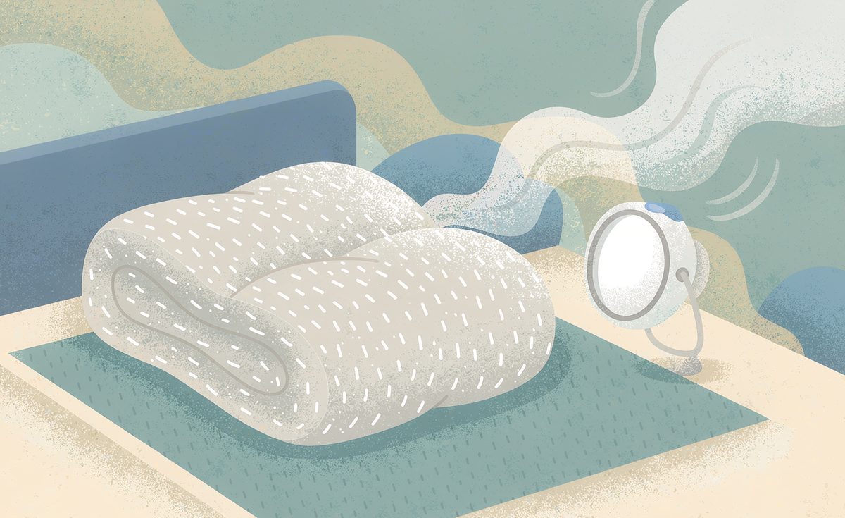 Illustration of a folded cooling comforter