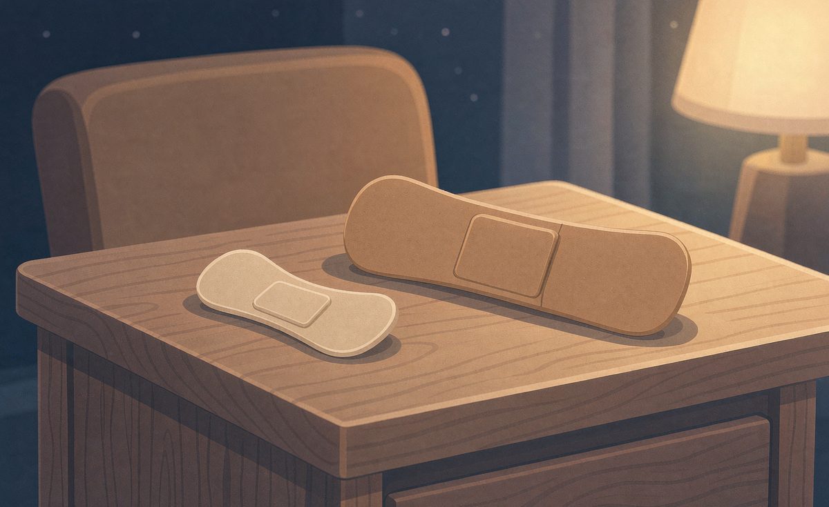 Illustration of a nasal strip and mouth tape